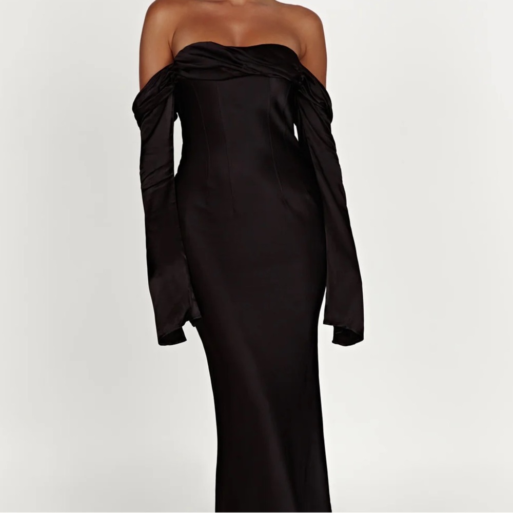 Meshki Off Shoulder Cowl Neck Maxi Dress